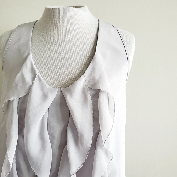 ANTHRO | Central Park West  grey ruffle blouse - Picture 3 of 7